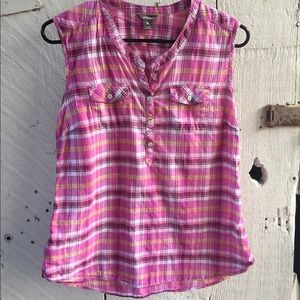 Eddie Bauer Plaid Sleeveless Top